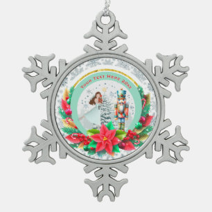 Nutcracker Christmas, Family Holiday Keepsake Gift Snowflake Pewter Christmas Ornament