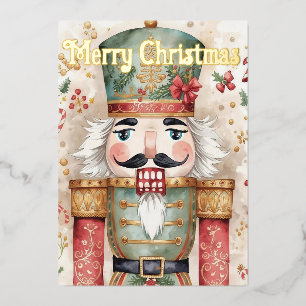 Nutcracker christmas foil holiday card