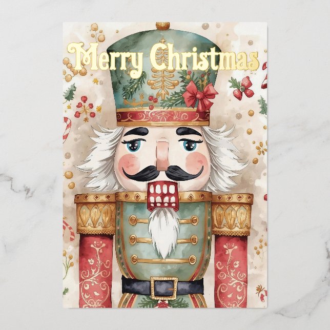 Nutcracker christmas foil holiday card (Front)