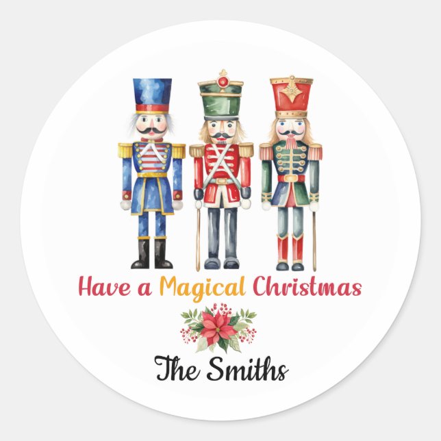 Nutcracker Christmas Gift Wrapping Stickers (Front)