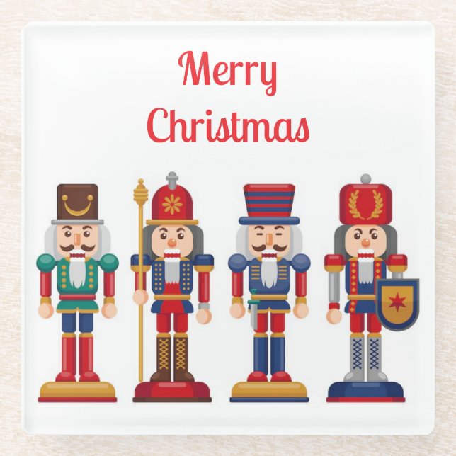 Nutcracker Christmas Glass Coaster (Front)