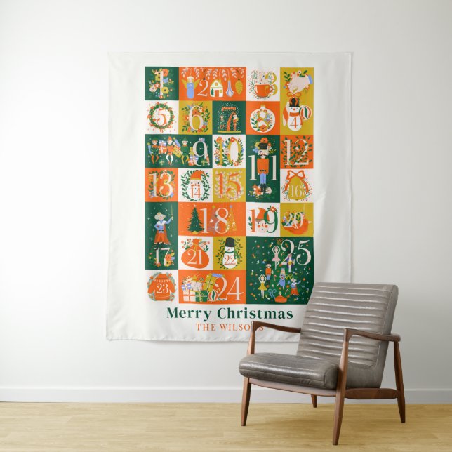 Nutcracker Christmas Holiday Advent Calendar Tapestry (In Situ)
