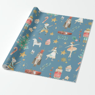 Nutcracker Christmas Holiday Blue Wrapping Paper