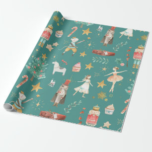 Nutcracker Christmas Holiday Green Wrapping Paper