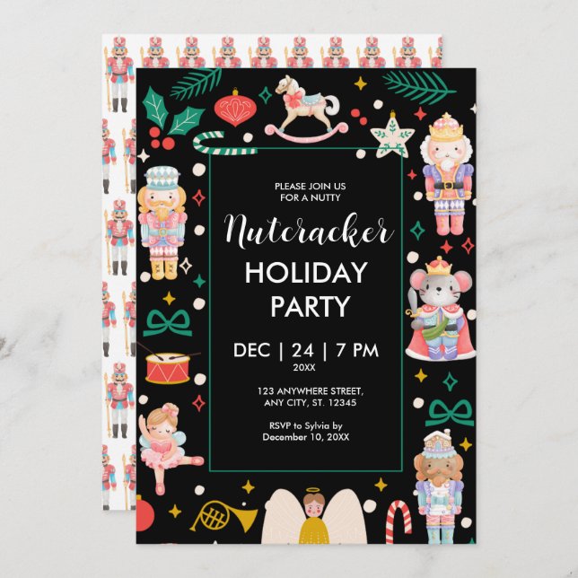 Nutcracker Christmas Holiday Party Invitation (Front/Back)