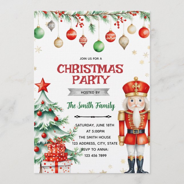 Nutcracker Christmas Party Invitation (Front)
