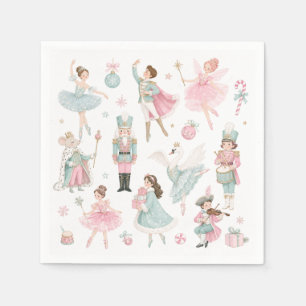 Nutcracker Christmas Pastel Ballet Pink Paper Napkin