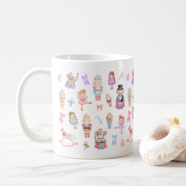 Nutcracker Christmas Pattern Coffee Mug (With Donut)
