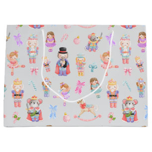 Nutcracker Christmas Pattern Large Gift Bag