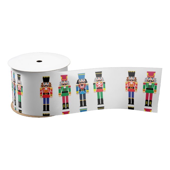 Nutcracker Christmas Pattern  Satin Ribbon (Spool)