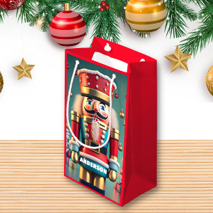 Nutcracker Christmas Personalised Kids Red Small Gift Bag