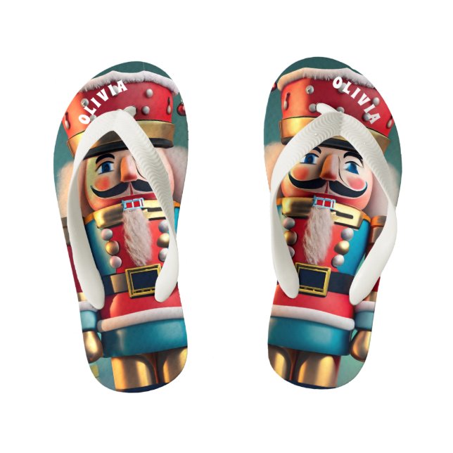 Nutcracker Christmas Personalised Kid's Thongs (Footbed)
