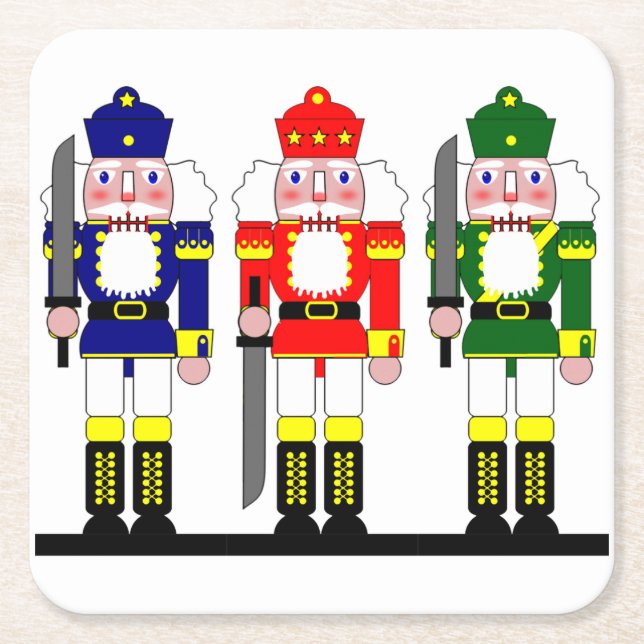 Nutcracker Christmas Personalised Square Paper Coaster (Front)