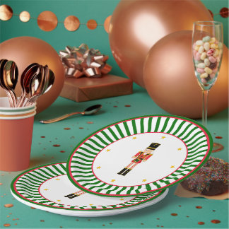 Nutcracker Christmas Plate Red Green and White