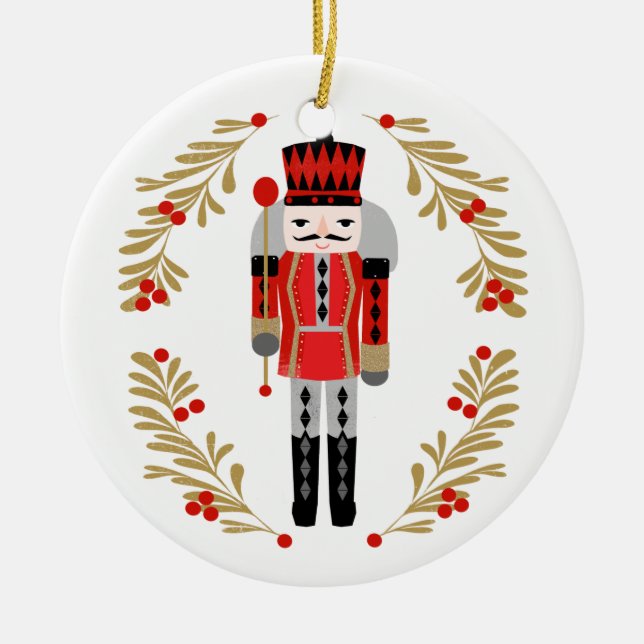 Nutcracker Christmas Prince Ceramic Ornament (Front)