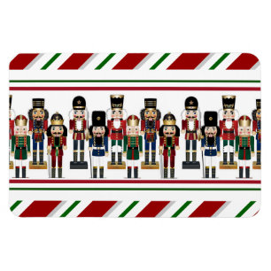 Nutcracker Christmas Red Green Festive Stripe Pill Magnet