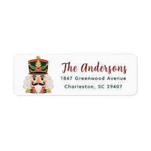 Nutcracker Christmas Red Green Return Adress Address Label