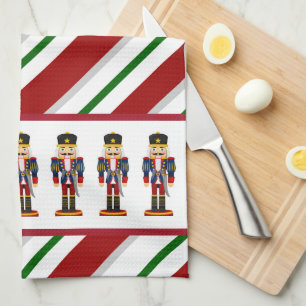 Nutcracker Christmas Soldier Candy Stripe Tea Towel