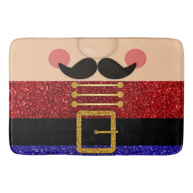 Nutcracker Christmas Soldier Holiday Gnome Bath Mat (Front)