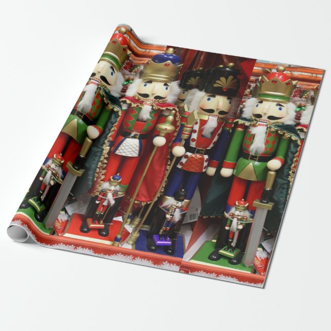 Nutcracker Christmas Soldiers Wrapping Paper (Unrolled)