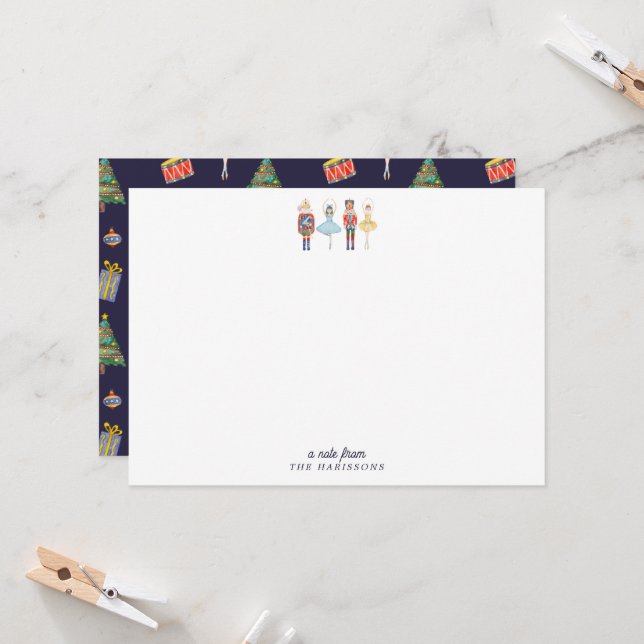 Nutcracker Christmas Stationery Note Card (Front/Back In Situ)
