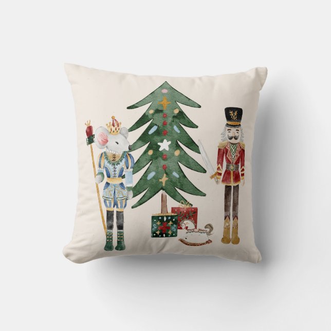 Nutcracker Christmas Throw Pillow (Front)