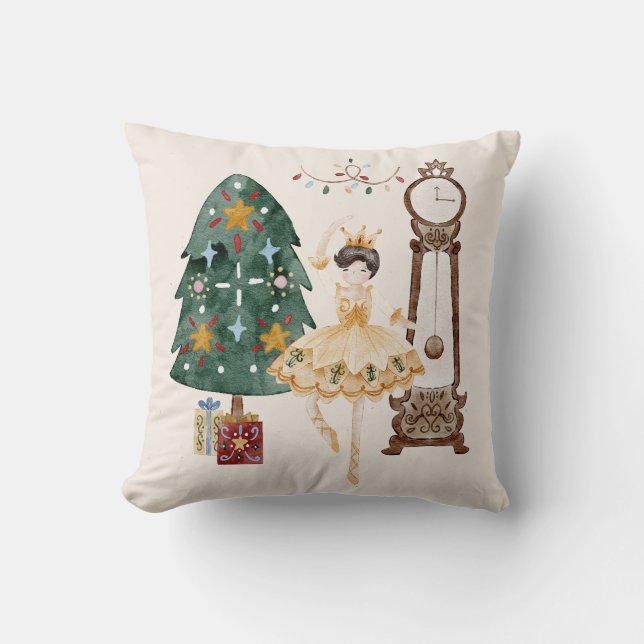 Nutcracker Christmas Throw Pillow (Front)
