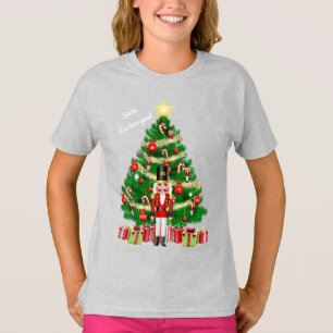 Nutcracker Christmas Tree Add Text Kids T-Shirt