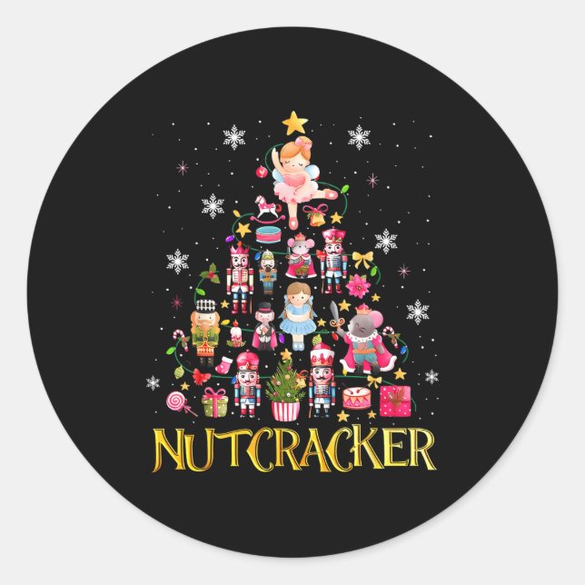 Nutcracker Christmas Tree Ballet Dance Women Kids  Classic Round Sticker (Front)