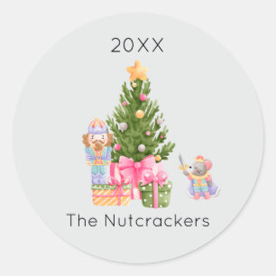 Nutcracker Christmas Tree Classic Round Sticker