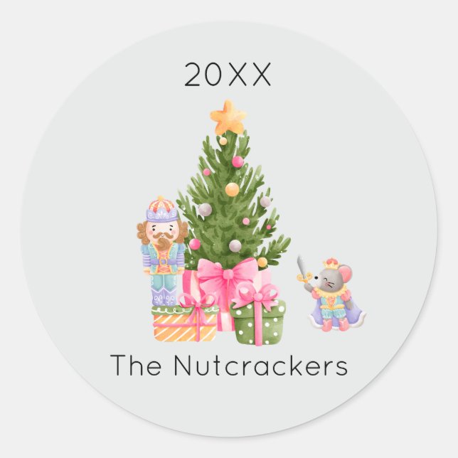 Nutcracker Christmas Tree Classic Round Sticker (Front)