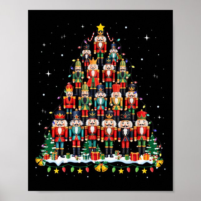 Nutcracker Christmas Tree Funny Xmas Men Women Kid Poster (Front)