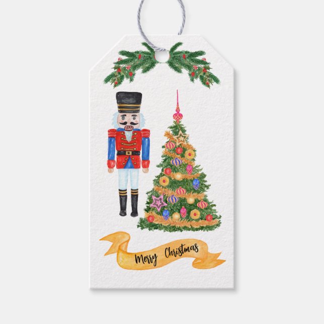 Nutcracker Christmas tree Gift Tags (Front)