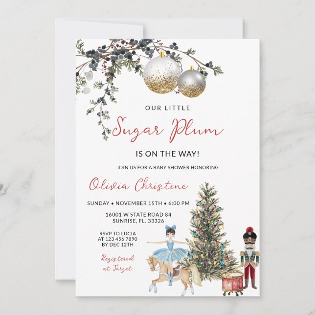 Nutcracker Christmas Winter Ornament Baby Shower Invitation (Front)