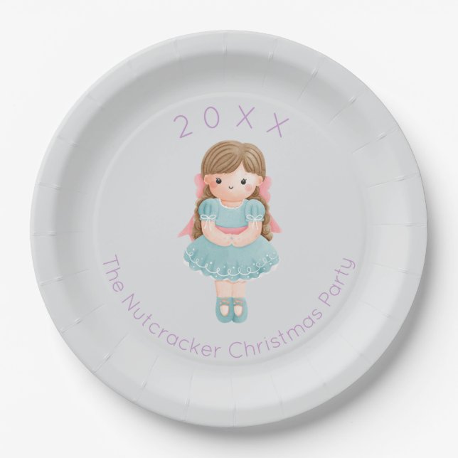 Nutcracker Clara Christmas Paper Plate (Front)