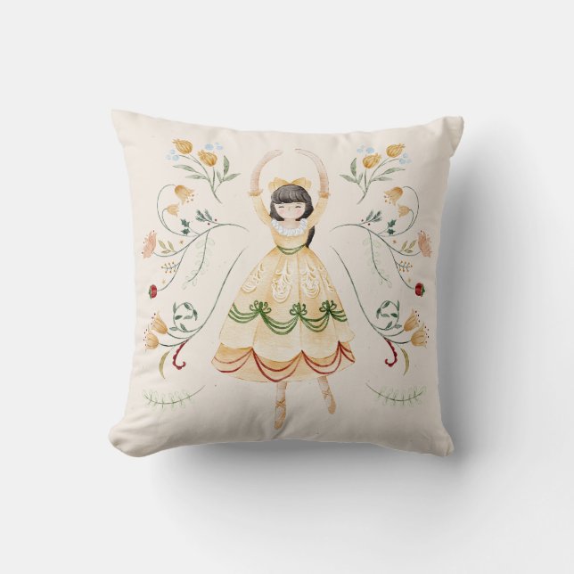 Nutcracker Clara Christmas Throw Pillow (Front)