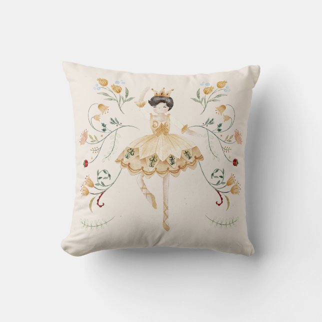 Nutcracker Clara Christmas Throw Pillow (Front)