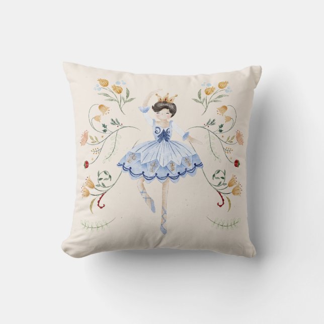 Nutcracker Clara Christmas Throw Pillow (Front)