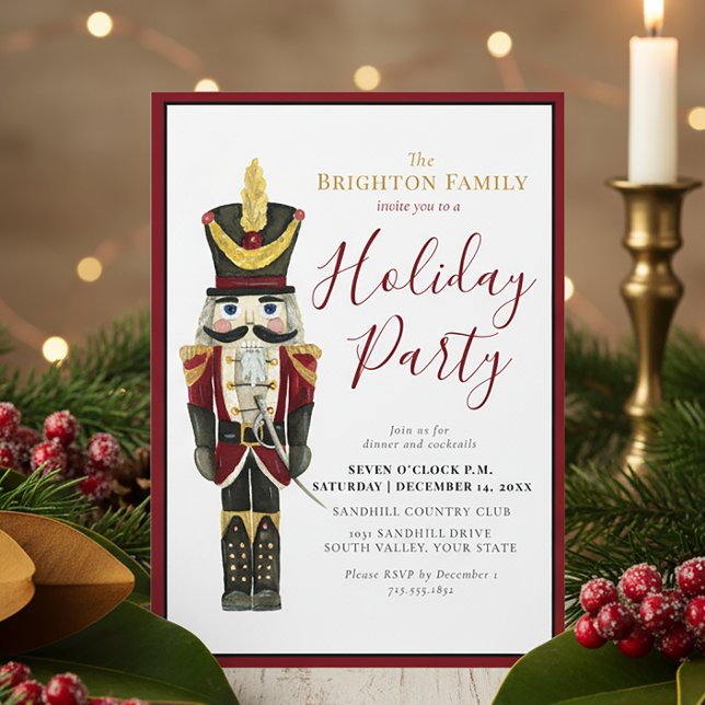 Nutcracker Classic Holiday Christmas Party Red  Invitation (Creator Uploaded)