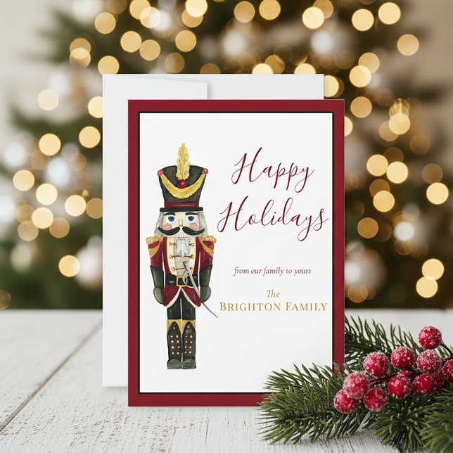 Nutcracker Classic Holiday Christmas Red  Card (Creator Uploaded)