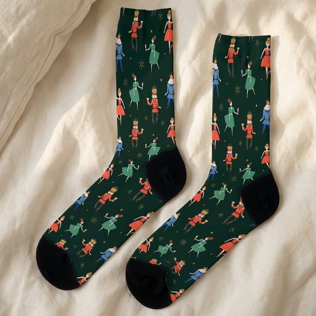 Nutcracker Cocktail Party Christmas Socks (Creator Uploaded)