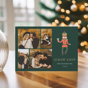 Nutcracker Cocktail "Sending Cheer" Photo Collage Holiday Card