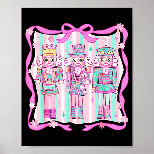 Nutcracker Coquette Nk Bow Xmas Holiday Merry Chri Poster (Front)
