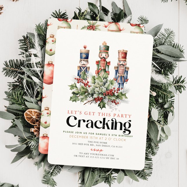 Nutcracker Cracking Christmas Holiday Birthday Invitation (Creator Uploaded)
