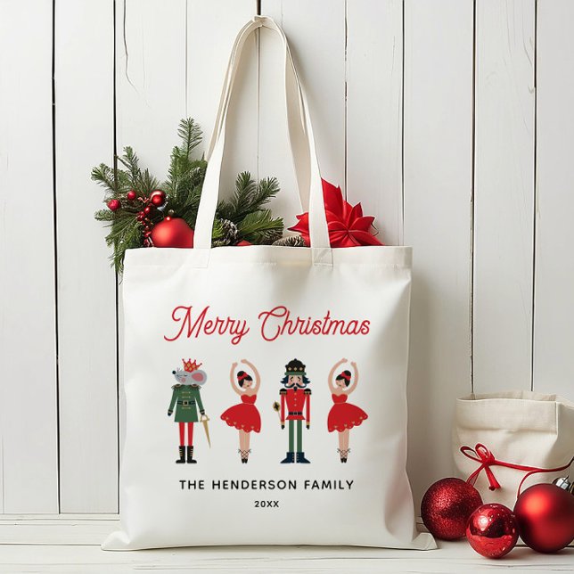 Nutcracker Custom Name Merry Christmas Tote Bag (Creator Uploaded)