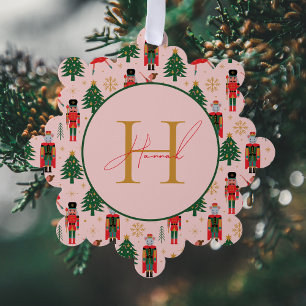 Nutcracker Cute Pink Christmas Wrapping Paper Tree Decoration Card