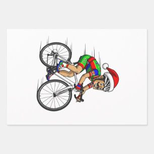 Nutcracker Cyclist Christmas Bicycle Xmas Sport  Wrapping Paper Sheet