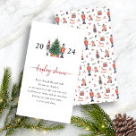Nutcracker Display Shower Enclosure Card<br><div class="desc">This cute and unique holiday nutcracker display shower enclosure card features hand-painted watercolor nutcracker toy soldiers around a beautiful tree. The back includes a whimsical matching pattern. Find matching items in the Christmas Holiday Nutcracker Collection.</div>
