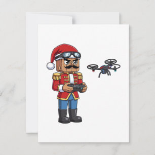 Nutcracker Drone Pilot Tech Holiday Gaming Xmas Thank You Card