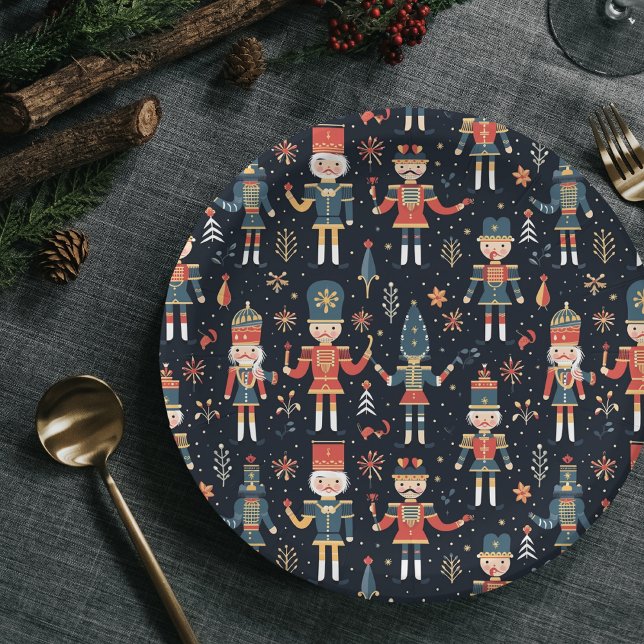 Nutcracker Elegance Festive Pattern Collection Paper Plate (Creator Uploaded)